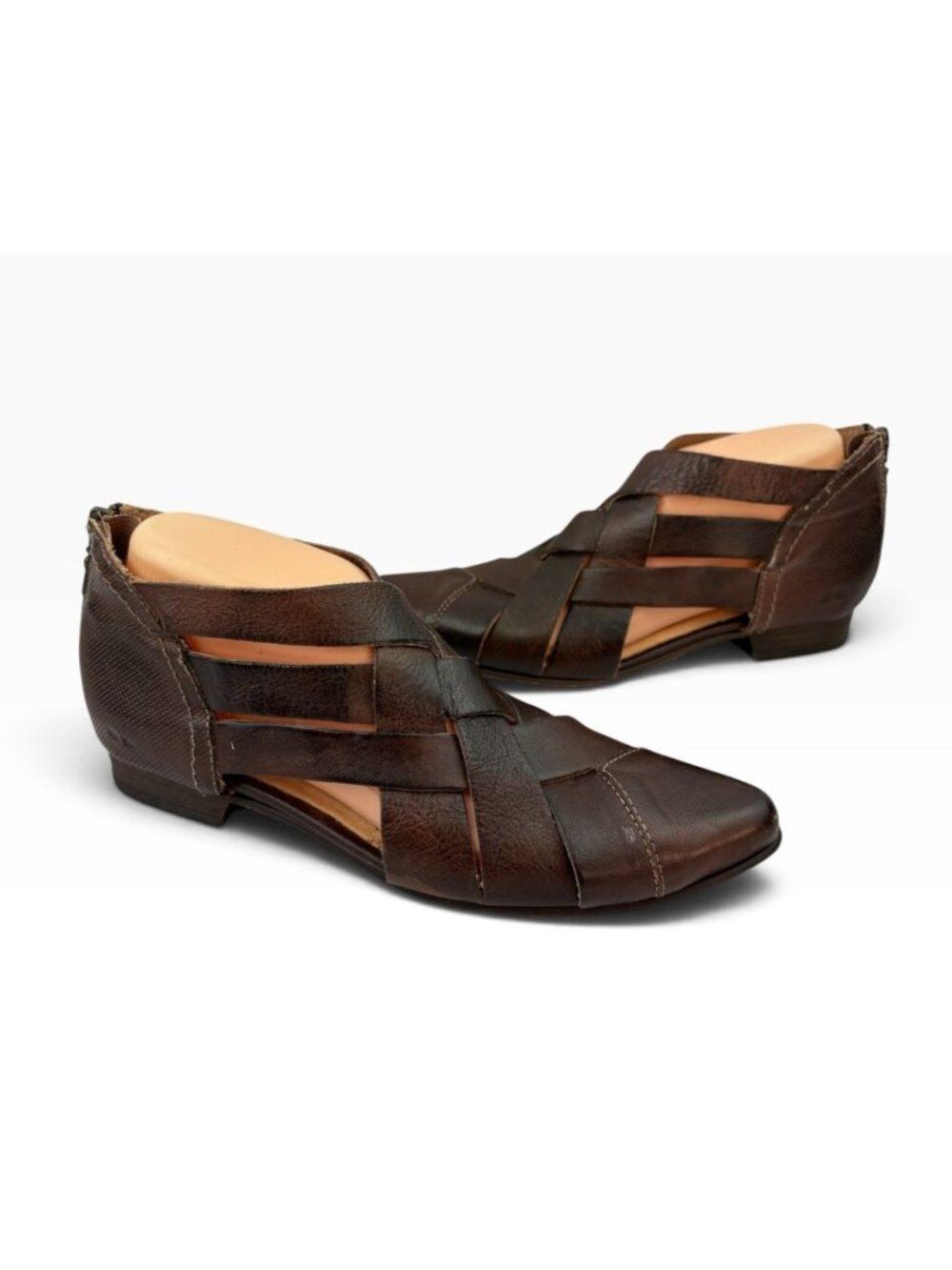 -Bed Stu Brittany Shoes Womens 9.5 Brown Leather Distressed Strappy Boho Sandals